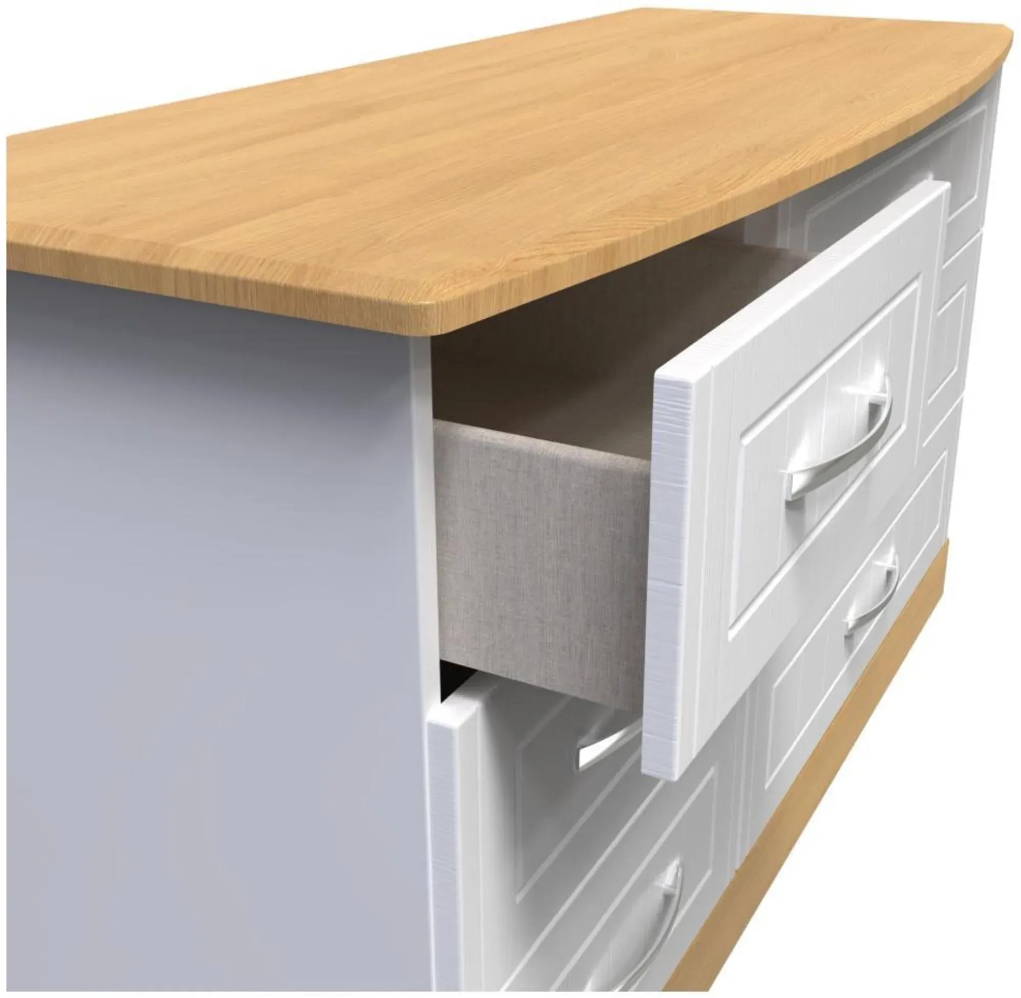 Whitney 6 Drawer Midi Dresser - White, Oak Effect