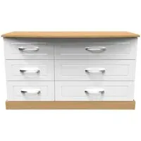 Whitney 6 Drawer Midi Dresser - White, Oak Effect