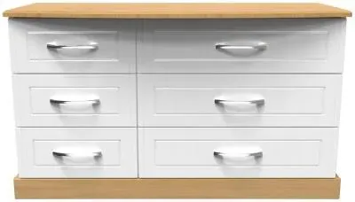 Whitney 6 Drawer Midi Dresser - White, Oak Effect