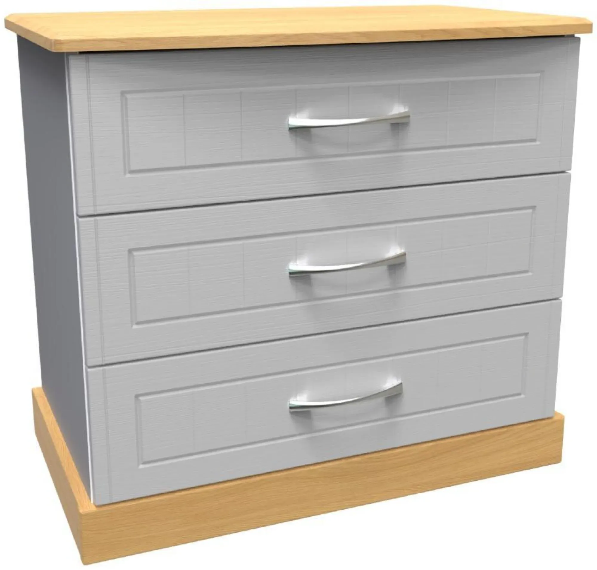 Whitney Oak Effect 3 Drawer Small Chest - Grey