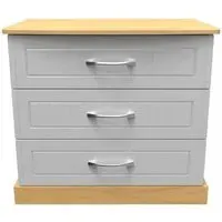 Whitney Oak Effect 3 Drawer Small Chest - Grey