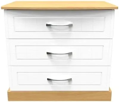 Whitney Oak Effect 3 Drawer Small Chest - White