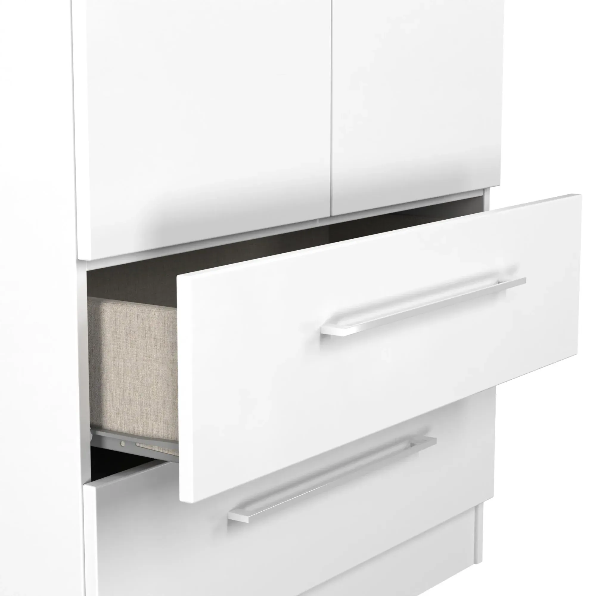 Worcester 2 Door 2 Drawer Tall Wardrobe - White, MDF