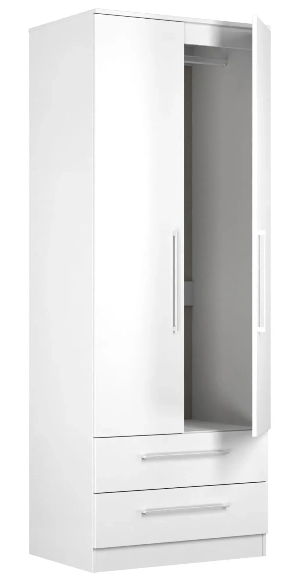 Worcester 2 Door 2 Drawer Tall Wardrobe - White, MDF