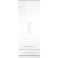 Worcester 2 Door 2 Drawer Tall Wardrobe - White, MDF