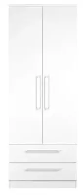 Worcester 2 Door 2 Drawer Tall Wardrobe - White, MDF image