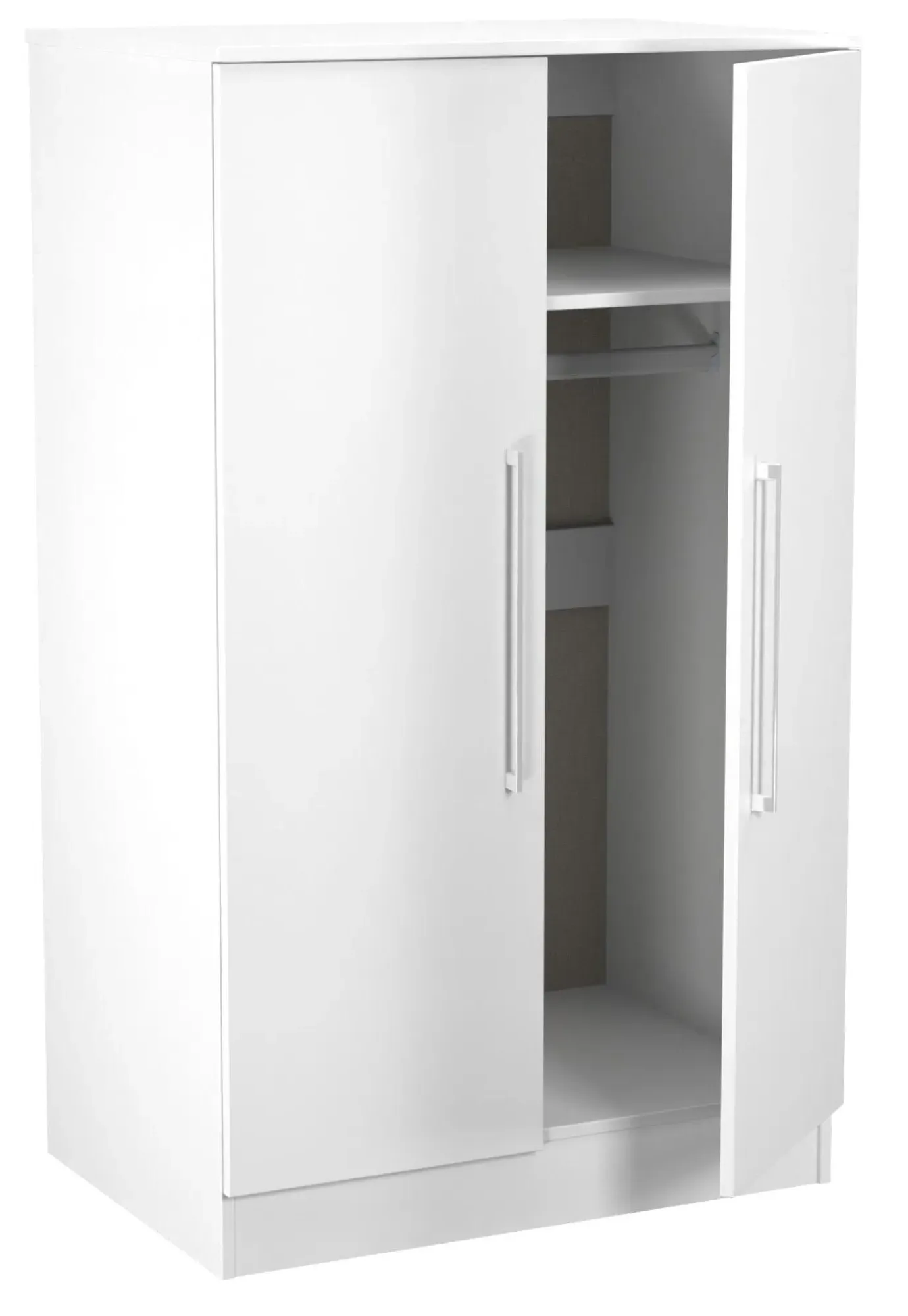 Worcester 2 Door Midi Wardrobe - White Gloss, MDF