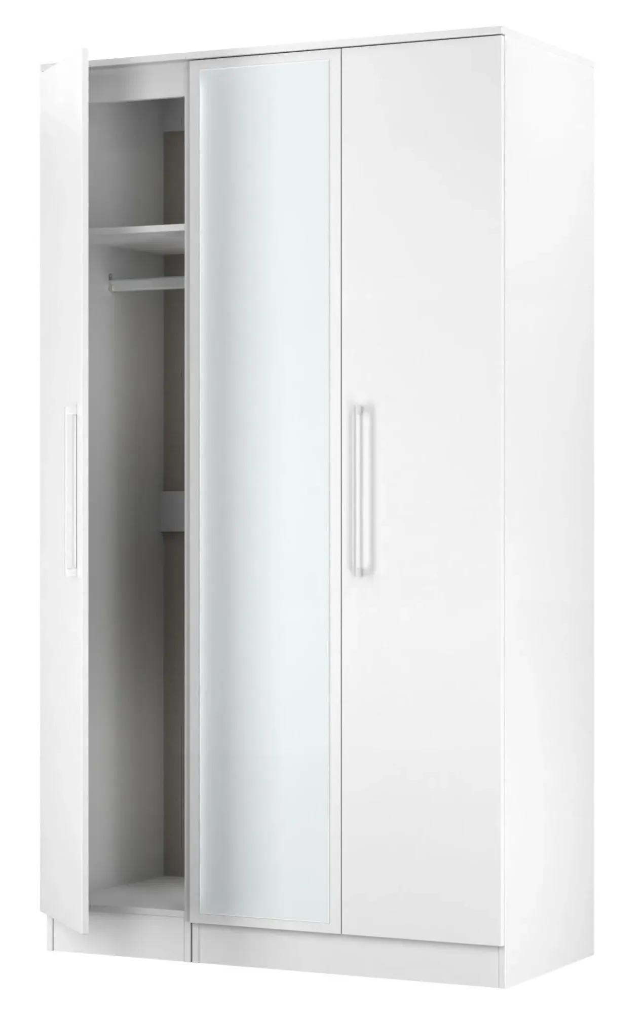 Worcester 3 Door Tall Wardrobe with Mirror - White