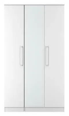 Worcester 3 Door Tall Wardrobe with Mirror - White image