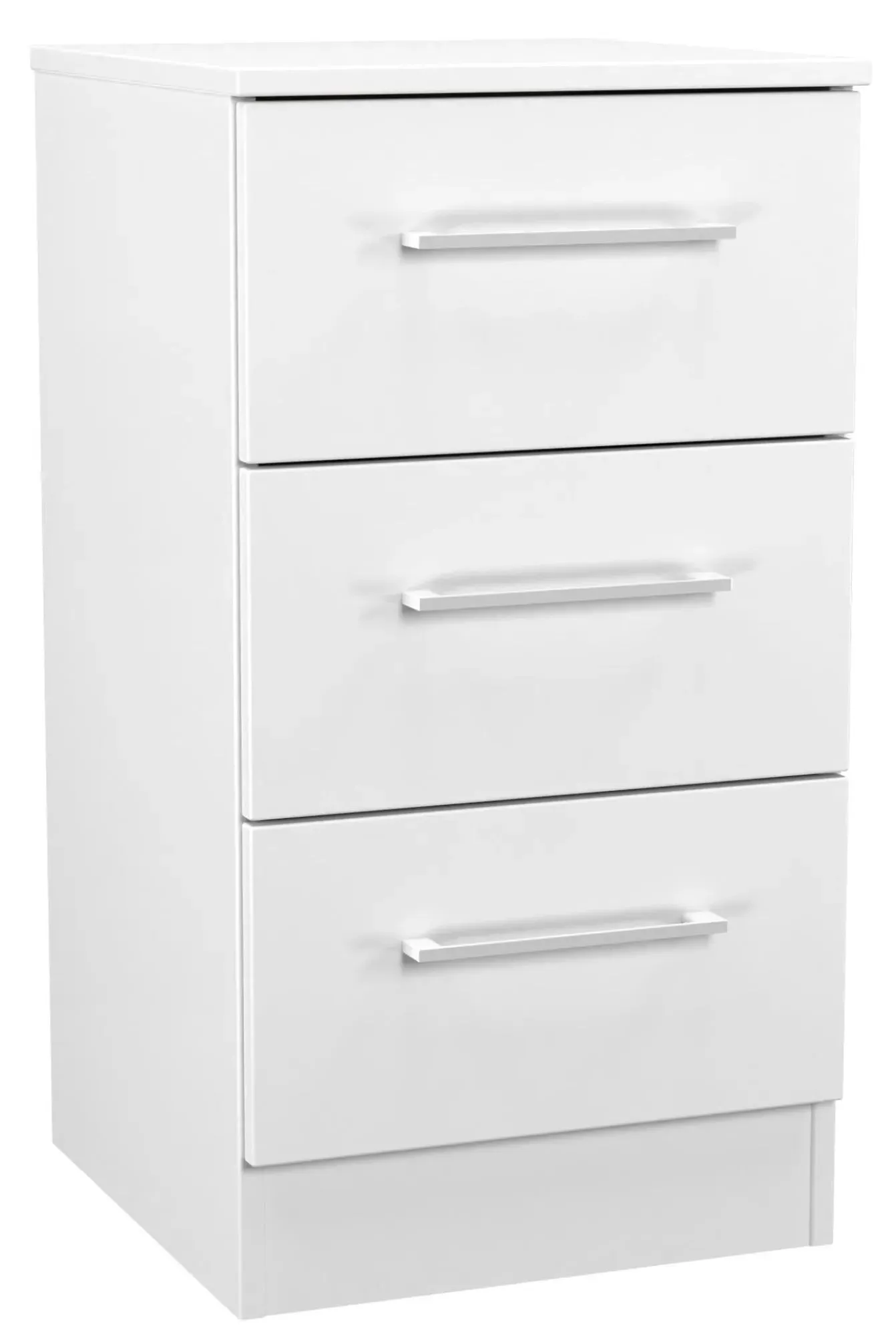 Worcester 3 Drawer Bedside Cabinet - White, MDF