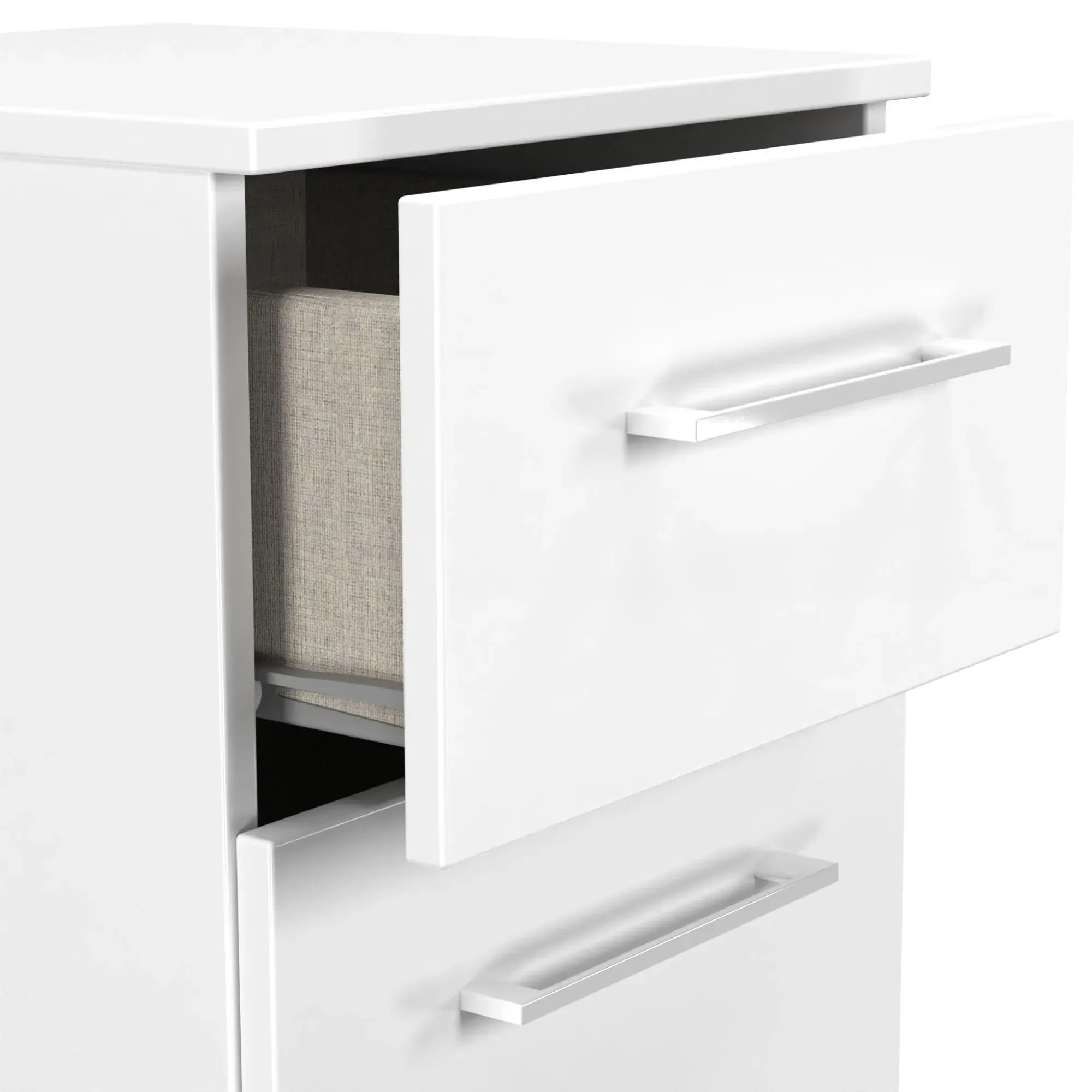 Worcester 3 Drawer Bedside Cabinet - White, MDF