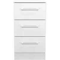 Worcester 3 Drawer Bedside Cabinet - White, MDF