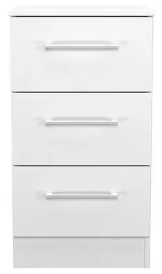 Worcester 3 Drawer Bedside Cabinet - White, MDF image