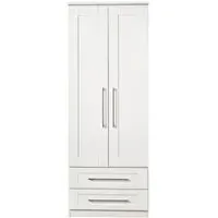 York 2 Door 2 Drawer Tall Wardrobe - White, Ash