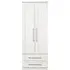 York 2 Door 2 Drawer Tall Wardrobe - White, Ash