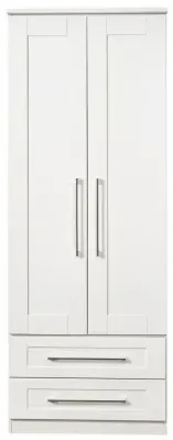 York 2 Door 2 Drawer Tall Wardrobe - White, Ash image