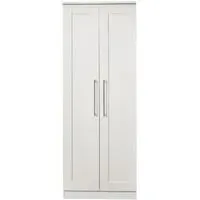 York 2 Door Tall Wardrobe - White, Ash