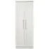 York 2 Door Tall Wardrobe - White, Ash