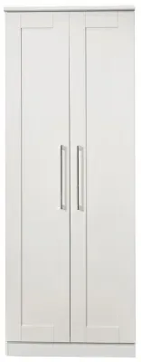 York 2 Door Tall Wardrobe - White, Ash image