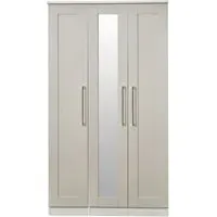 York 3 Door Tall Triple Wardrobe with Mirror - Cashmere