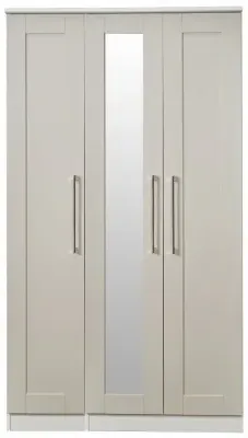 York 3 Door Tall Triple Wardrobe with Mirror - Cashmere