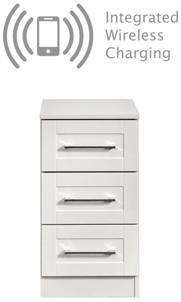 York 3 Drawer Bedside Cabinet - White Ash