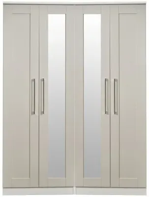 York 4 Door Tall Mirror Wardrobe - Cashmere, Ash image