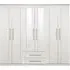 York 6 Door Tall Mirror Combi Wardrobe - White Ash