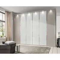 All In 6 Door Wardrobe - Pebble Grey, White Glass