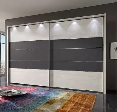 Arco 2 Door Sliding Wardrobe - White, Havana