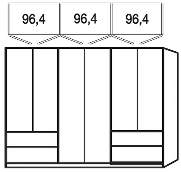 Asmara 6 Door Wardrobe with 6 Drawers - Oak, Grey Glass