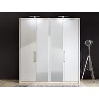 Berlin 4 Door Wardrobe - White, Glass