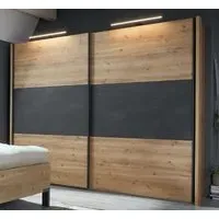 Breda 2 Door Sliding Wardrobe - Bianco Oak, Slate