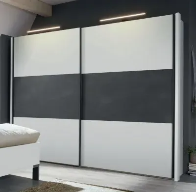 Breda 2 Door Sliding Wardrobe - White, Slate