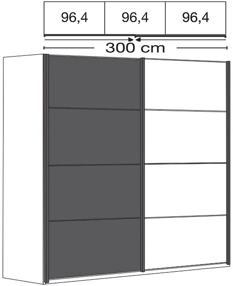Brussels 2-Door Sliding Wardrobe - Oak, Slate