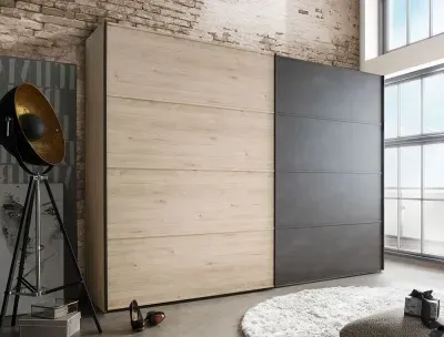 Brussels 2-Door Sliding Wardrobe - Oak, Slate
