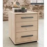 Brussels Bedside Cabinet with Sliding Feet - Holm Oak, Slate