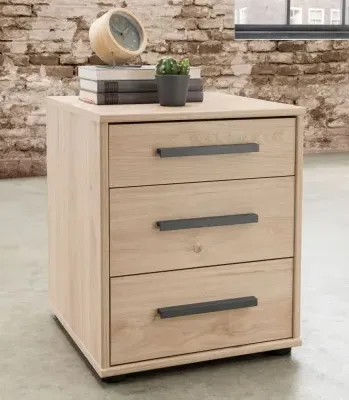 Brussels Bedside Cabinet with Sliding Feet - Holm Oak, Slate image