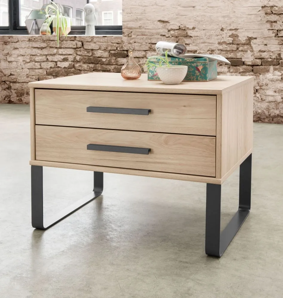 Brussels Chest of Drawers with Angled Feet - Holm Oak, Slate