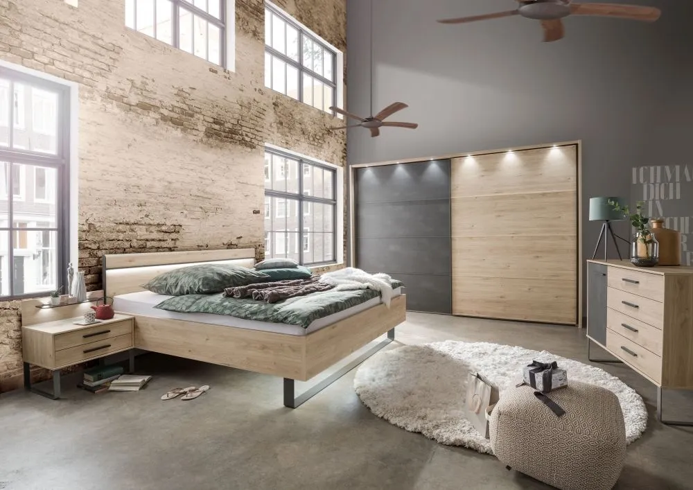 Brussels Chest of Drawers with Angled Feet - Holm Oak, Slate