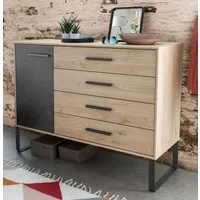Brussels Chest of Drawers with Angled Feet - Holm Oak, Slate