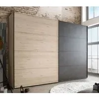 Brussels Sliding Wardrobe - Holm Oak, Slate