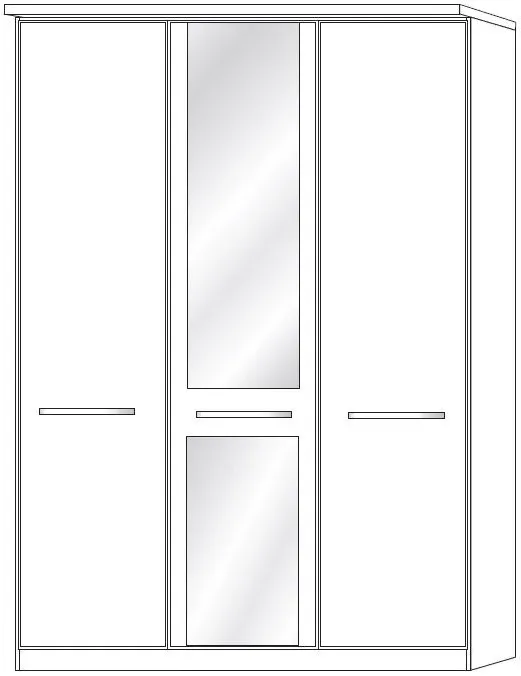 Dakar 2 3-Door Mirror Wardrobe with Slate Handles - Holm Oak