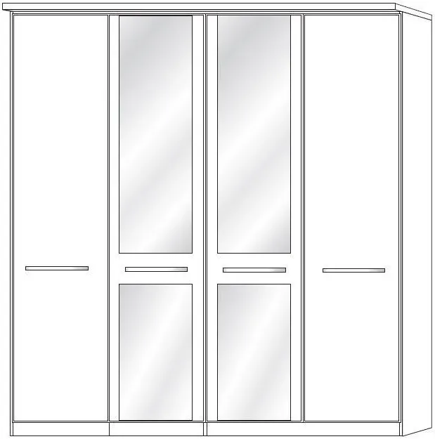 Dakar 2 4 Door Mirror Wardrobe - Dark Rustic Oak