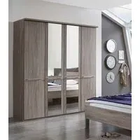 Dakar 2 4 Door Mirror Wardrobe - Dark Rustic Oak