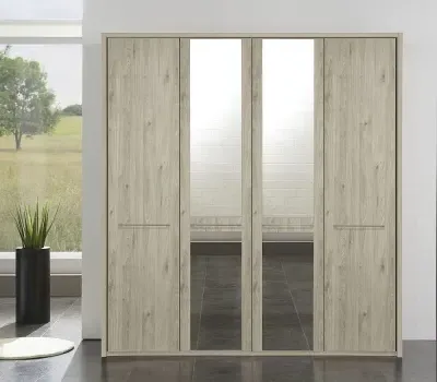 Dakar 2 4 Door Mirror Wardrobe - Holm Oak