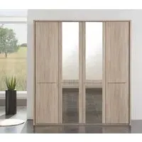 Dakar 2 4 Door Mirror Wardrobe - Rustic Oak