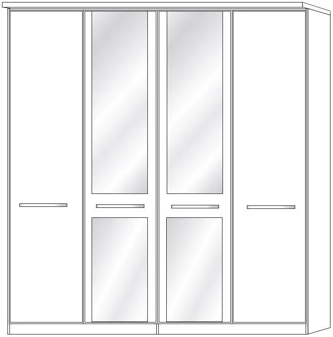 Dakar 2 4 Door Mirror Wardrobe with Slate Handles - Rustic Oak