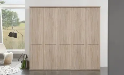 Dakar 2 5-Door Wardrobe with Silver Handles - Rustic Oak