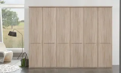 Dakar 2 6-Door Wardrobe with Silver Handles - Rustic Oak